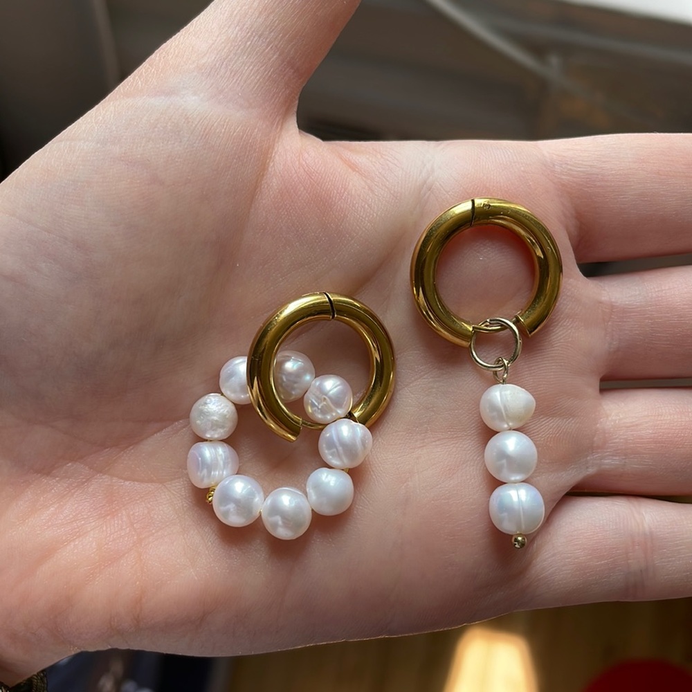 Pearl style hoop earrings